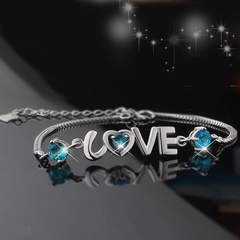 925 Silver Mode Hjärtformat "Forever Love" Armband För Kvinna