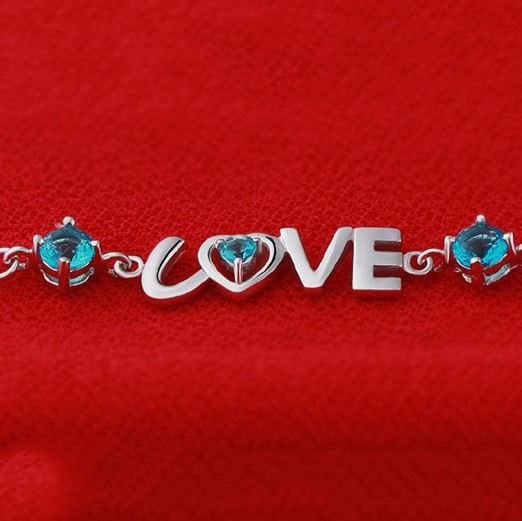 925 Silver Mode Hjärtformat "Forever Love" Armband För Kvinna