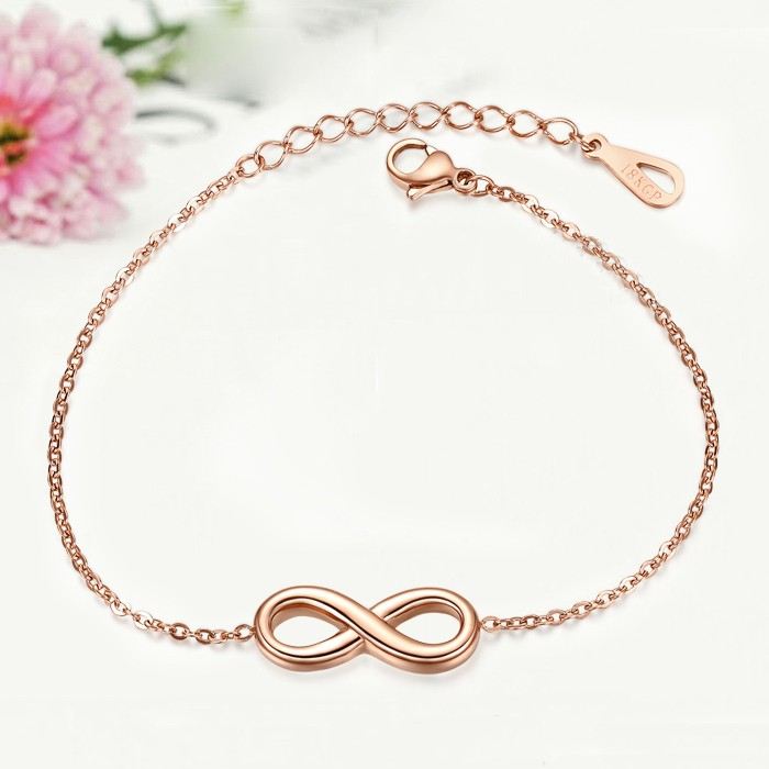 Elegant Symbol "Love You" 18K Roséguldpläterad Kvinnas Titanarmband