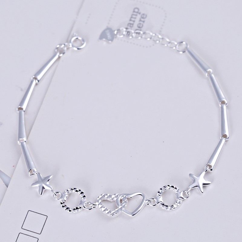 Helt Nytt Sterling Silver Enkel Mode Hjärta Form Armband