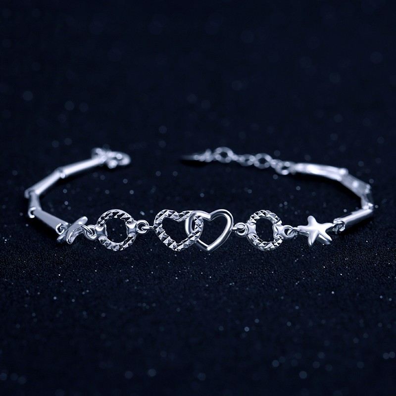 Helt Nytt Sterling Silver Enkel Mode Hjärta Form Armband