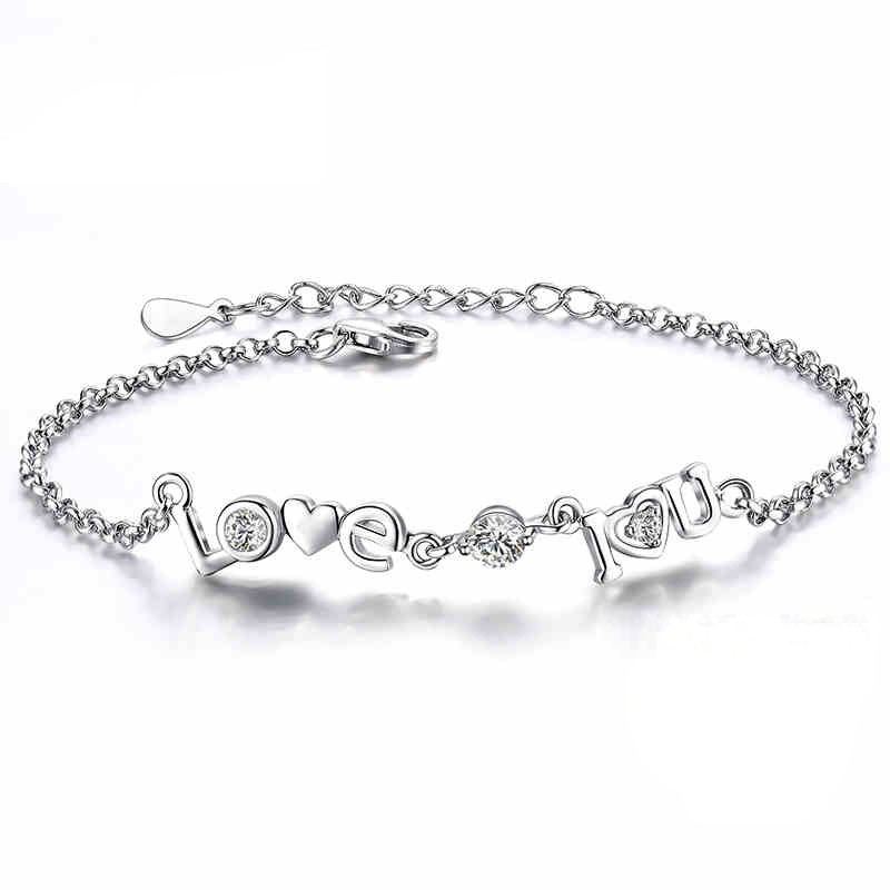 Mode Express Kärleksgåva 925 Sterling Silver "Love You" Armband