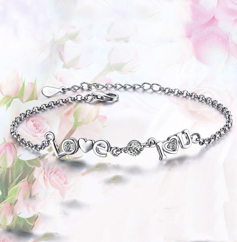 Mode Express Kärleksgåva 925 Sterling Silver "Love You" Armband