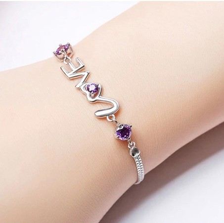 Mode Söt S925 Silver Inlagda Bokstäver "Forever Love" CZ Armband