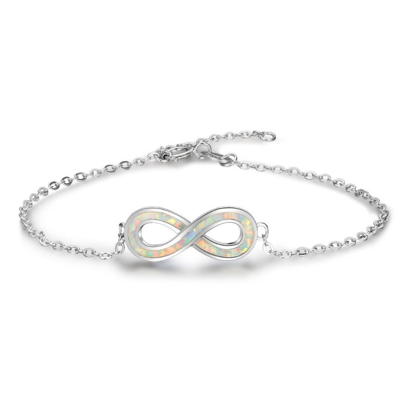 Oändlighet Charm Opal Armband För Dam I 925 Sterling Silver