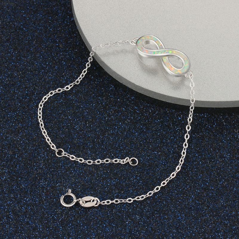 Oändlighet Charm Opal Armband För Dam I 925 Sterling Silver