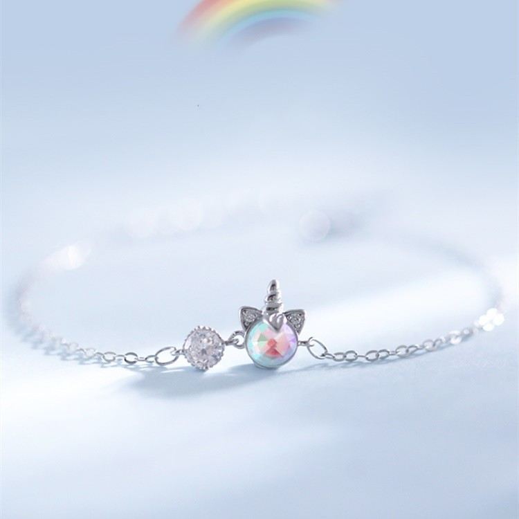 Söt Unicorn Berlockarmband För Womens I Sterling Silver