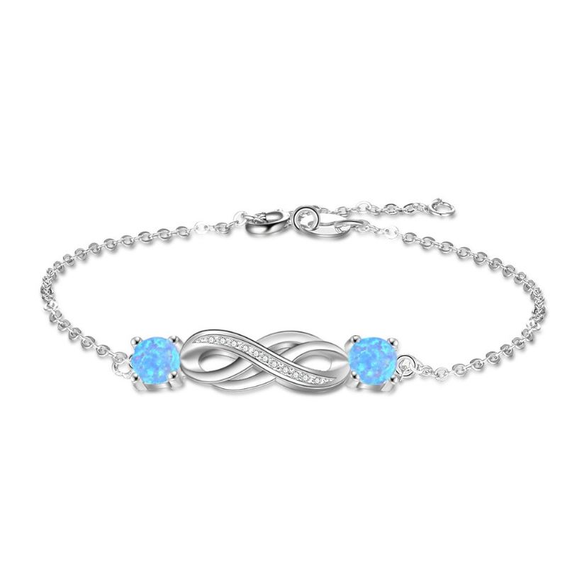 Unik Knut Charm Opal Armband För Dam I Sterling Silver