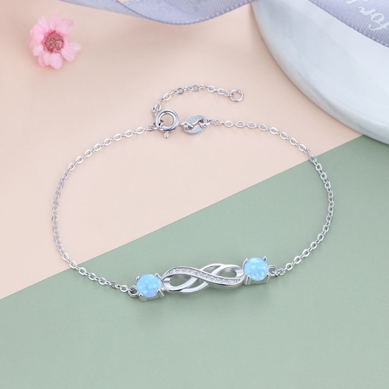 Unik Knut Charm Opal Armband För Dam I Sterling Silver