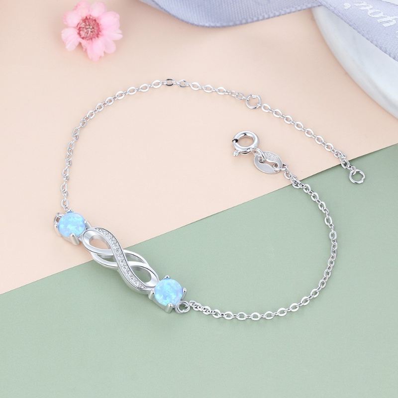 Unik Knut Charm Opal Armband För Dam I Sterling Silver