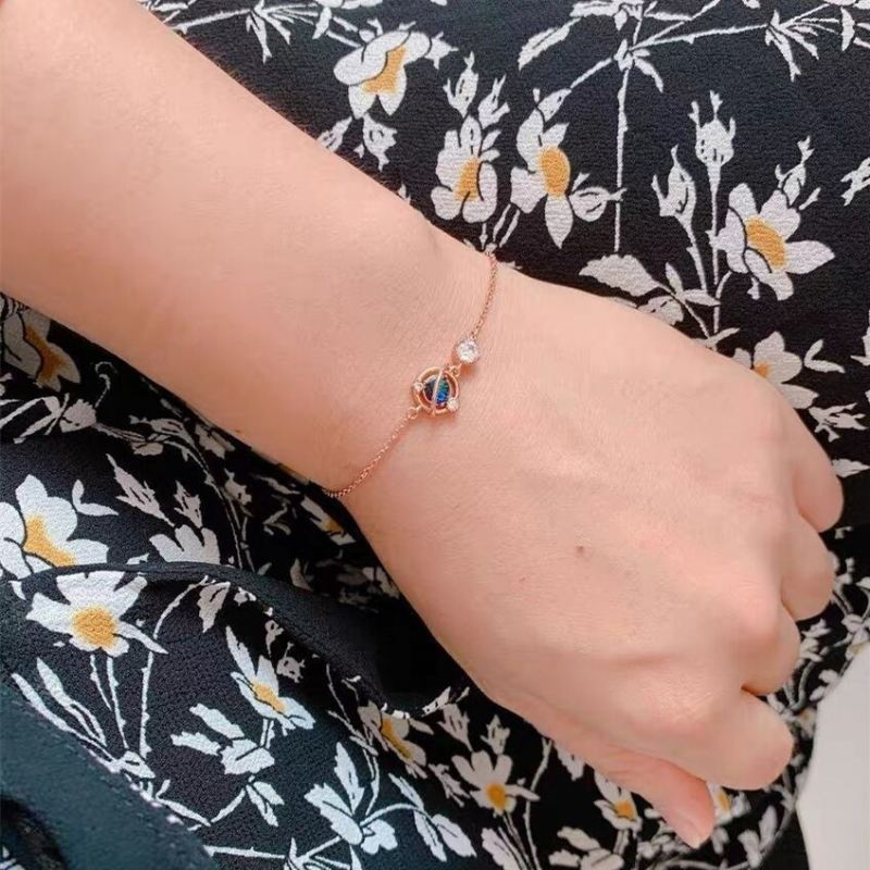 Unik Ros Hela Världen Charm Armband För Dam I Sterling Silver