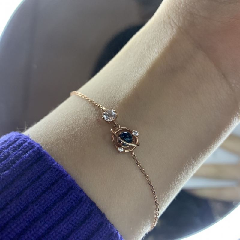 Unik Ros Hela Världen Charm Armband För Dam I Sterling Silver