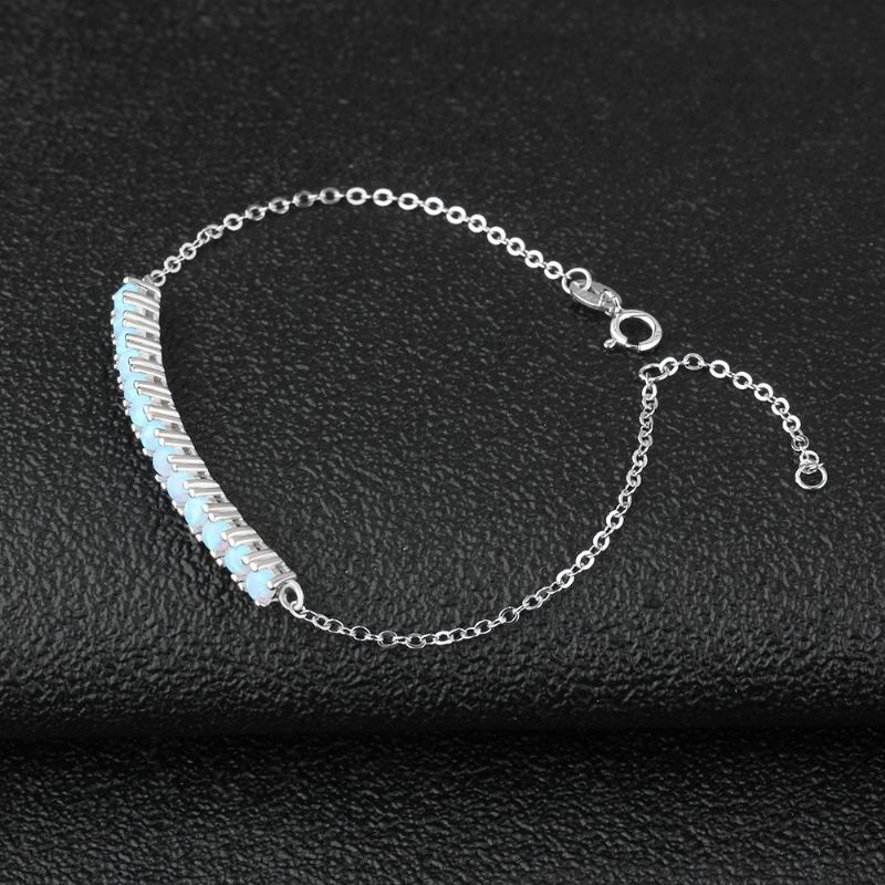 Unik Swing Charm Opal Armband För Dam I Sterling Silver