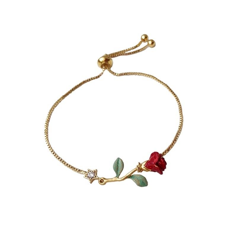 Unika Handmålade Rosen Armband För Dam