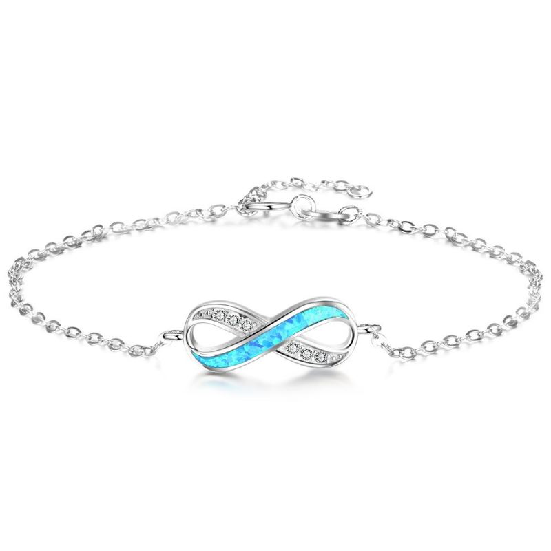 Unika Oändlighet Charm Opal Armband För Dam I Sterling Silver