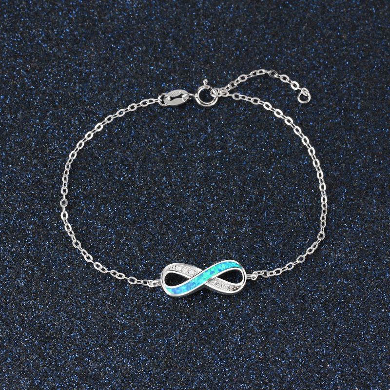 Unika Oändlighet Charm Opal Armband För Dam I Sterling Silver