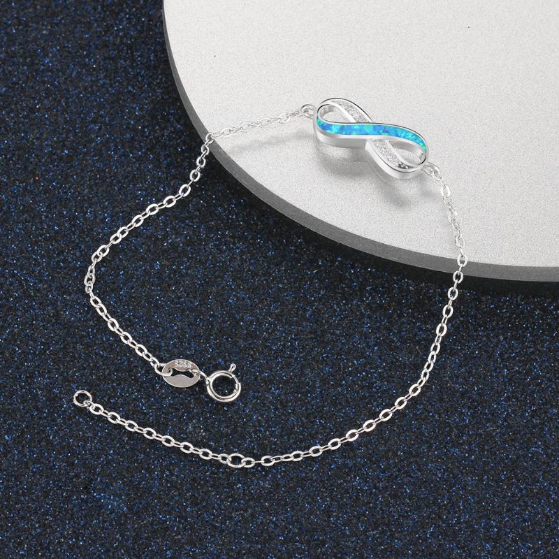 Unika Oändlighet Charm Opal Armband För Dam I Sterling Silver