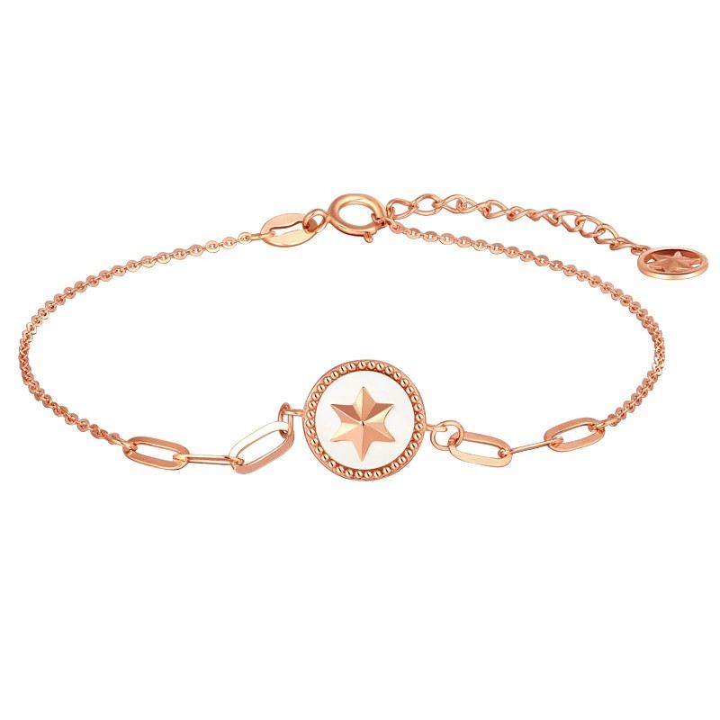 Unika Rose Stjärna Charm Armband För Dam I 18K Guld