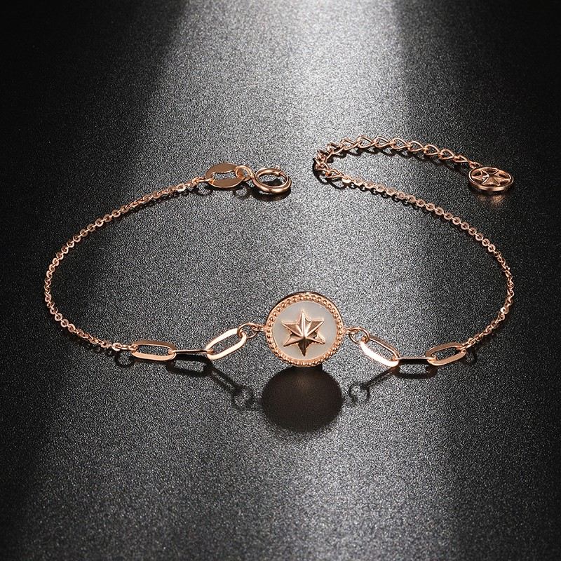 Unika Rose Stjärna Charm Armband För Dam I 18K Guld