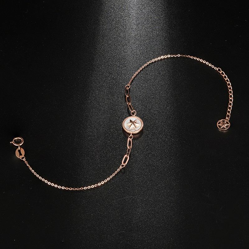 Unika Rose Stjärna Charm Armband För Dam I 18K Guld