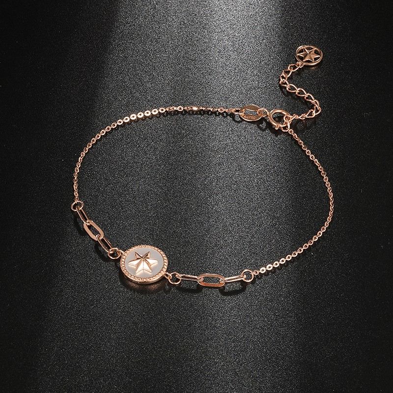 Unika Rose Stjärna Charm Armband För Dam I 18K Guld