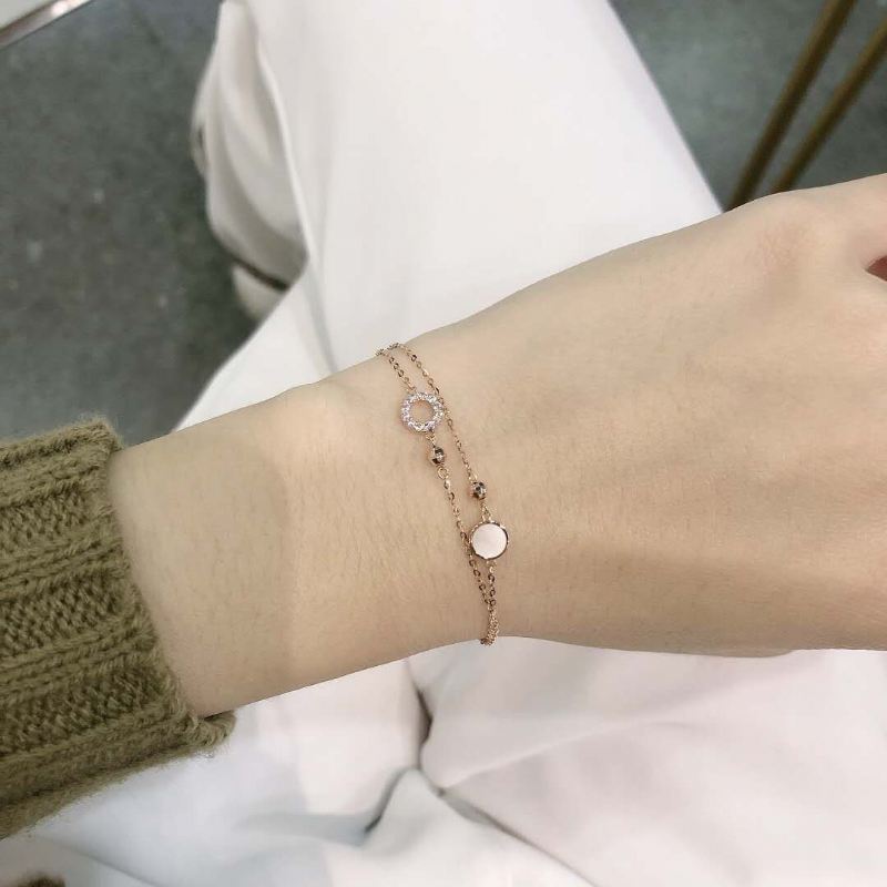 Unika Skal Ökade Dubbel Kedja Armband För Dam I 18K Guld