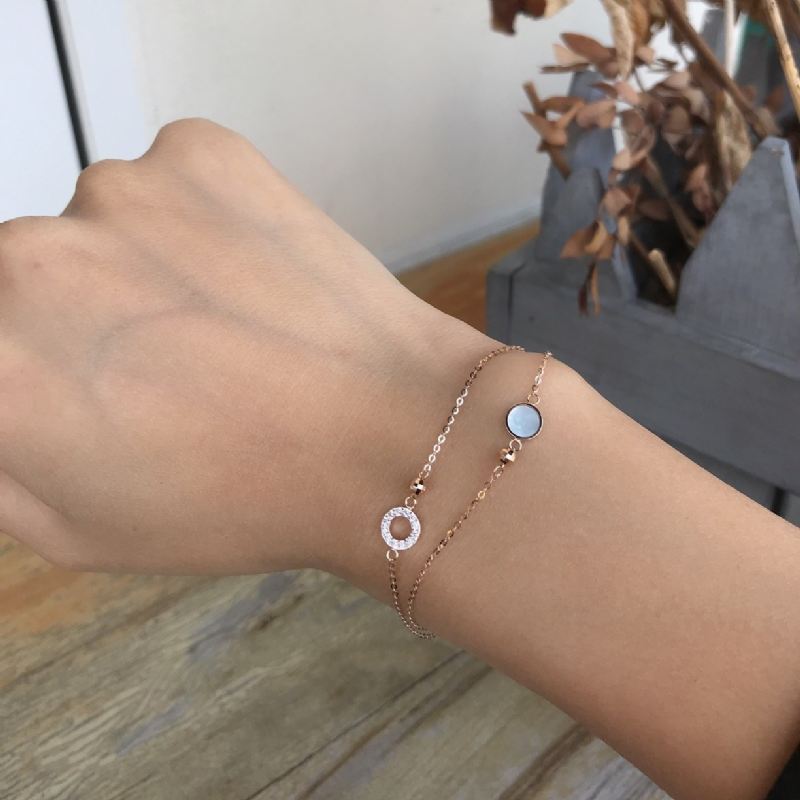 Unika Skal Ökade Dubbel Kedja Armband För Dam I 18K Guld