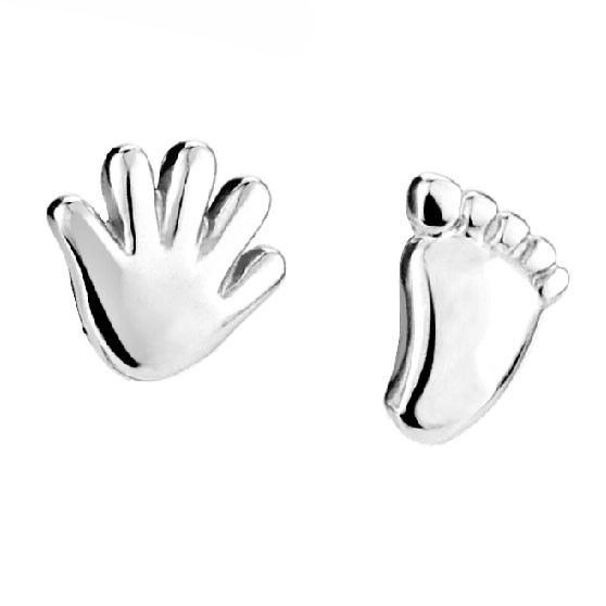 Härlig Hand Och Fötter Formade Örhängen I 925 Sterlingsilver