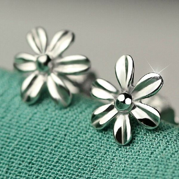 Skönhet Retro Blomma 925 Sterling Silver Örhängen För Tjejer