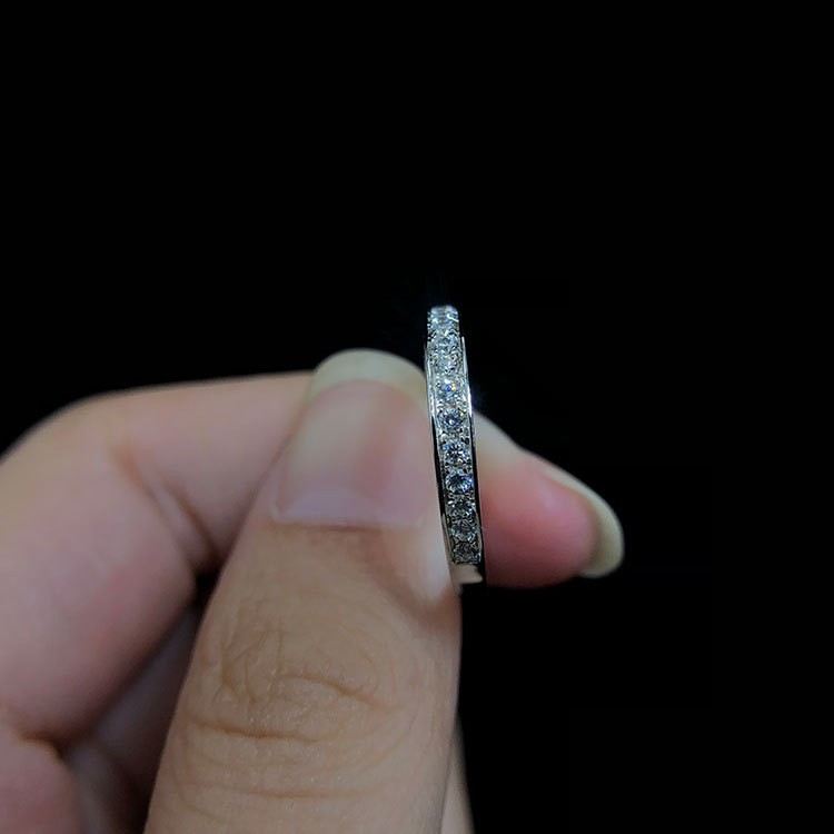 1.0 CT 925 Silverpläterad Rund Simulerad Diamant Löfte / Bröllop / Förlovningsring För Dam Flickvänner Alla Hjärtans Dag Gåva