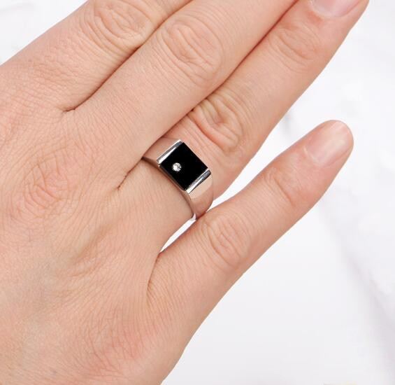 925 Silver Svart Onyx Ringsyntes