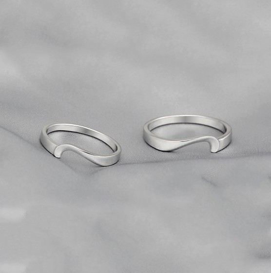 925 Sterling Silver Hjärta Bokstäver Par Ringar