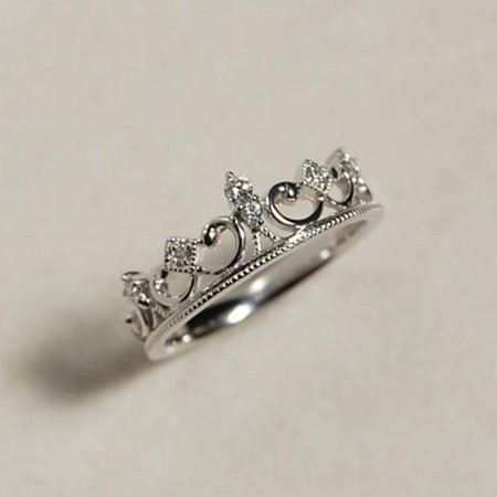 925 Sterling Silver Mode Vild Retro Barock Prinsessa Kronring