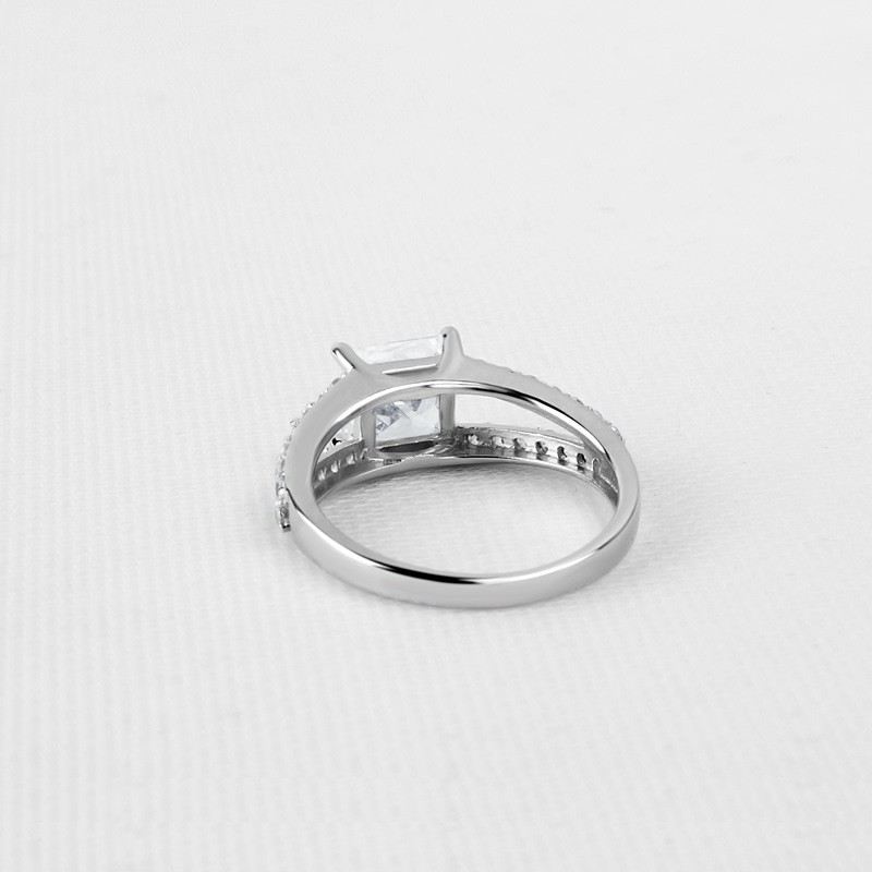 925 Sterling Silver Prinsessa Fyrkantig Sten Vigselring Sona Diamantring