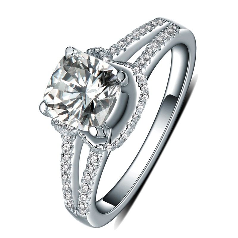 925 Sterlingsilver 18K Vitguld Inlagt 1CT CZ Vigselring