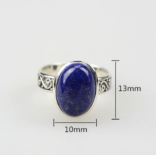 Avancerad Lyxig S925 Sterling Silver Inlagd Lapis Lazuli Ring