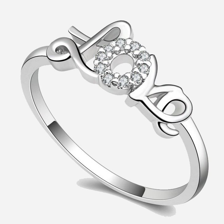 Charmig 925 Sterling Silver Kärlek Diamant Damring