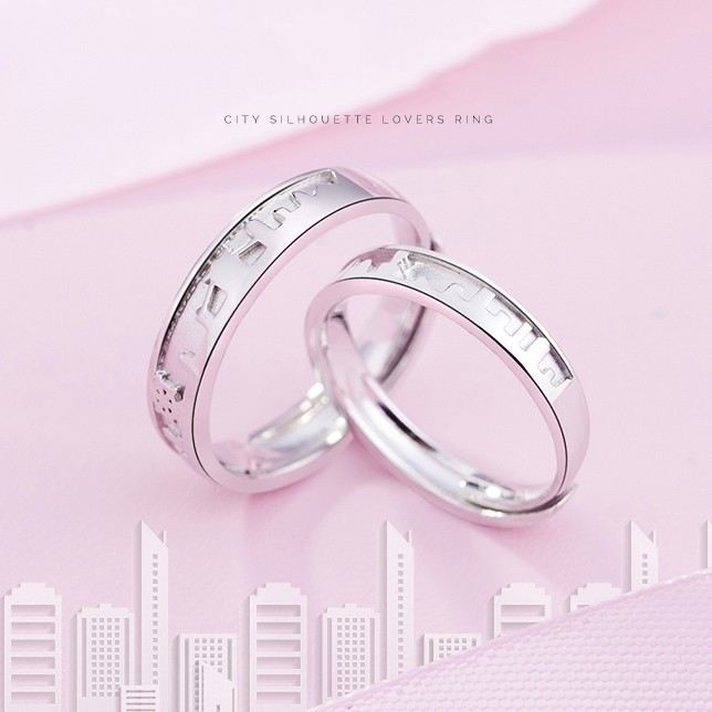 City Silhouette Design S925 Sterling Silver Älskare Justerbara Parringar