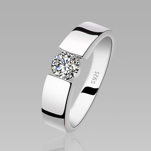 Cubic Zirconia 925 Sterling Silver Classic Herr Vigselring