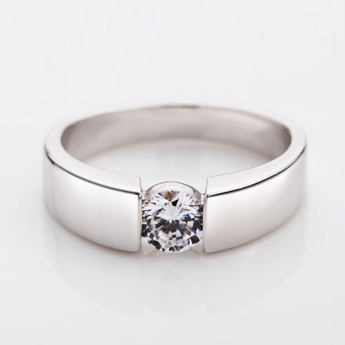 Cubic Zirconia 925 Sterling Silver Classic Herr Vigselring