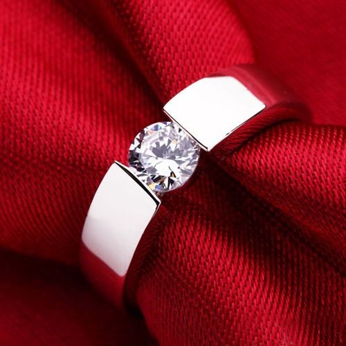 Cubic Zirconia 925 Sterling Silver Classic Herr Vigselring