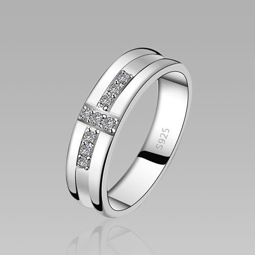 Cubic Zirconia Cross Design 925 Sterling Silver White Gold Plated Herring