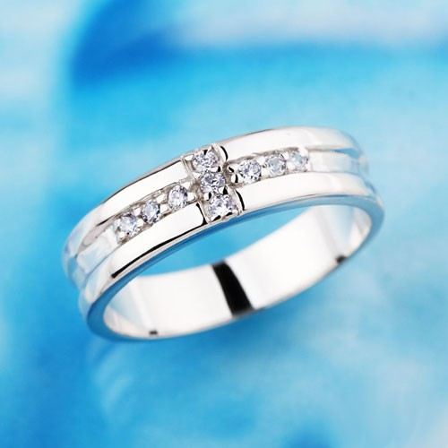 Cubic Zirconia Cross Design 925 Sterling Silver White Gold Plated Herring