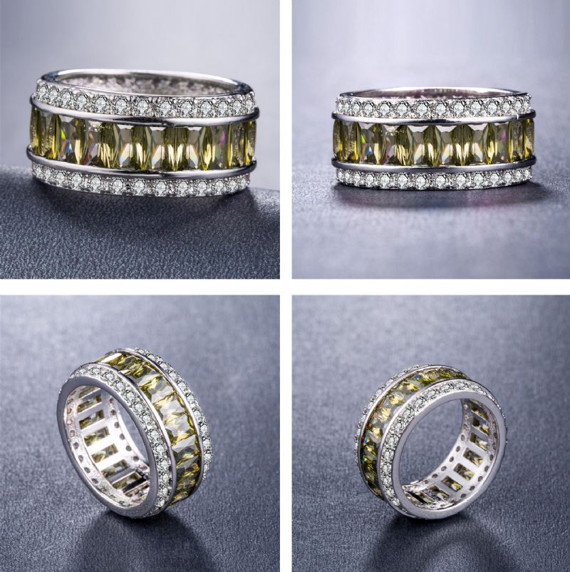 Dam Ringar Bröllop Förlovning Brudsmycken Cubic Zirconia Inlagd Fingerring