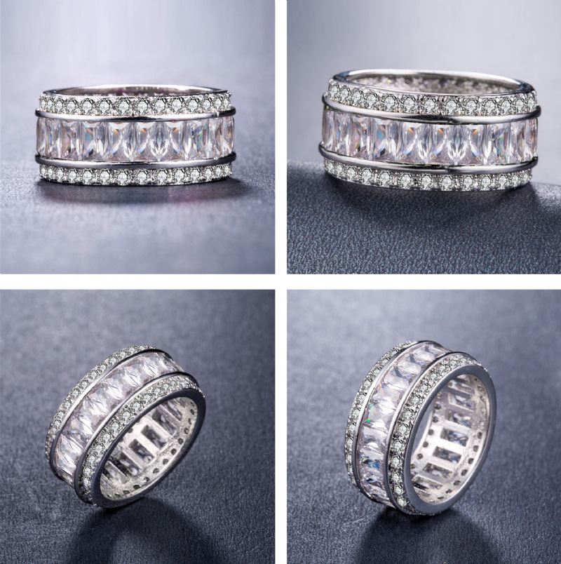 Dam Ringar Bröllop Förlovning Brudsmycken Cubic Zirconia Inlagd Fingerring