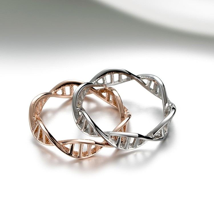 Dna Dubbel Helix Struktur Titan Stål Unisex Ringar