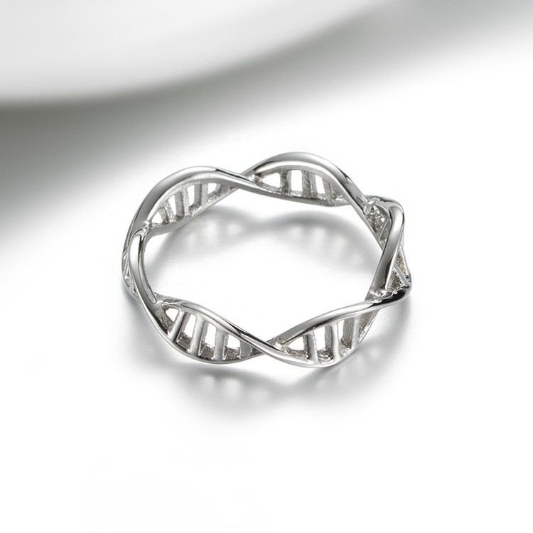 Dna Dubbel Helix Struktur Titan Stål Unisex Ringar