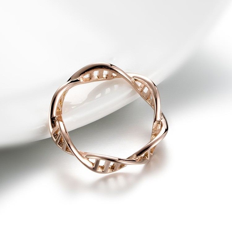 Dna Dubbel Helix Struktur Titan Stål Unisex Ringar