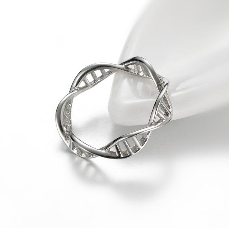 Dna Dubbel Helix Struktur Titan Stål Unisex Ringar