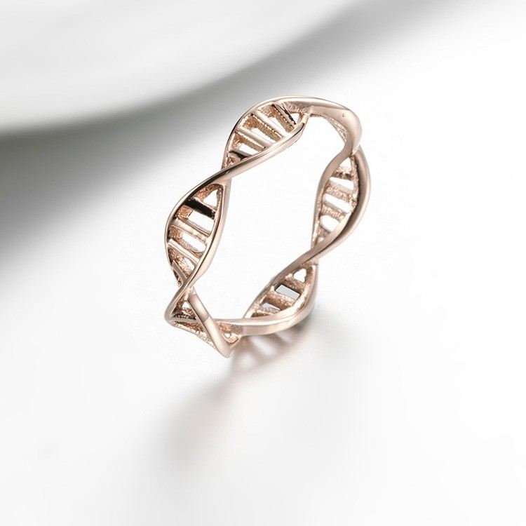 Dna Dubbel Helix Struktur Titan Stål Unisex Ringar